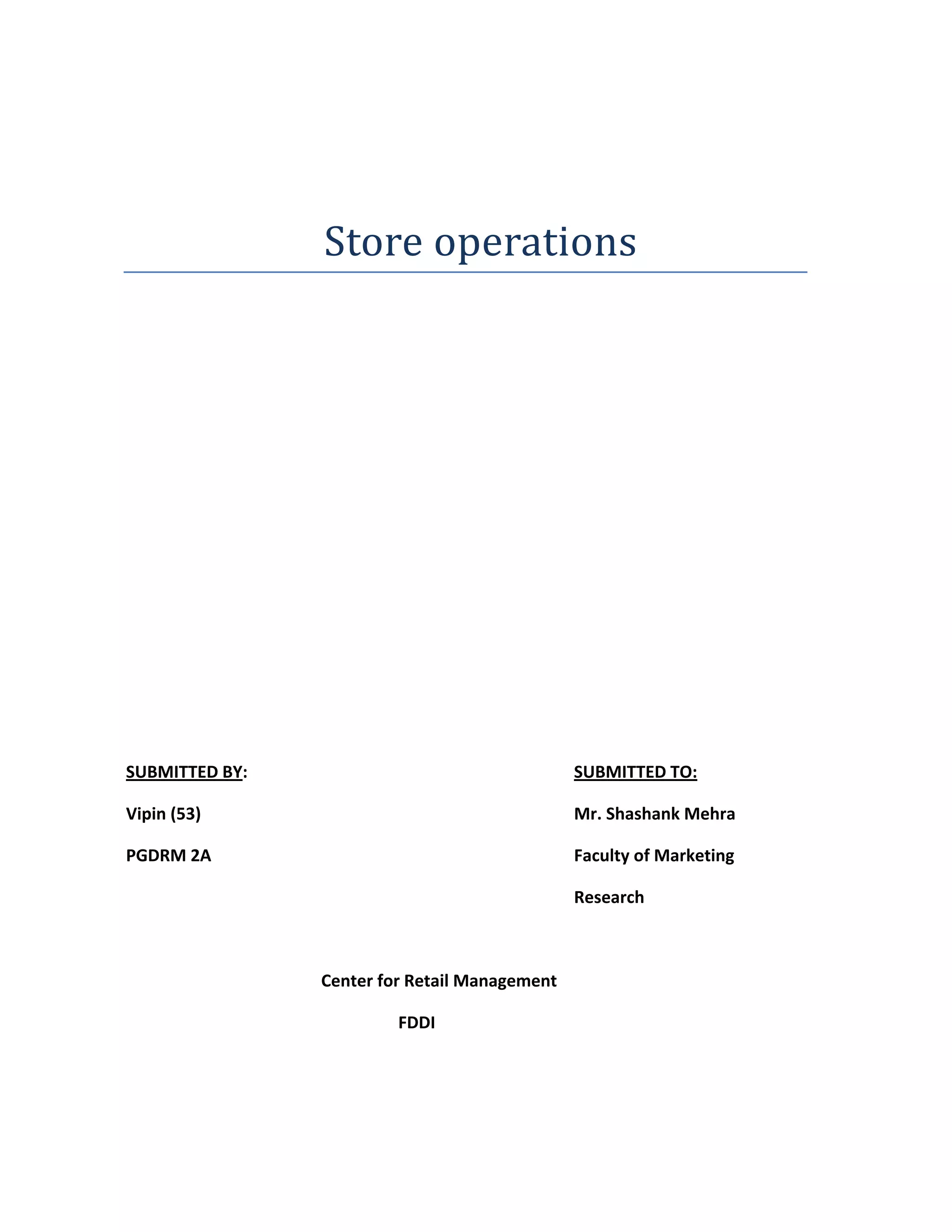 Store Operations ...