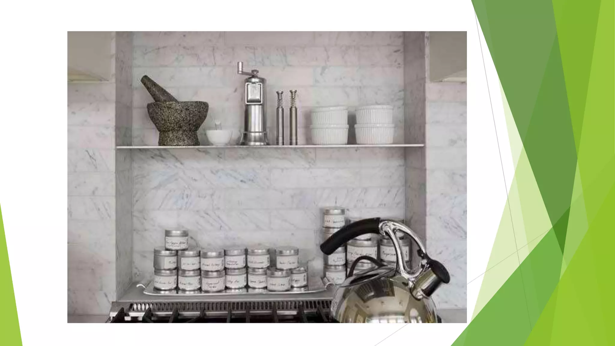 Store and stack kitchen tools and equipment PPT