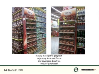 Galaxy managed to get great
 adjacency to canned foods
  and beverages. Great for
     impulse purchases!
 