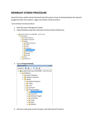 Membuat Stored Procedure untuk Backup Database
