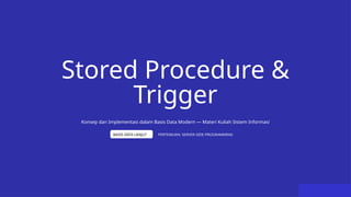 Stored Procedures and Triggers in Modern Database Systems: Concepts ...