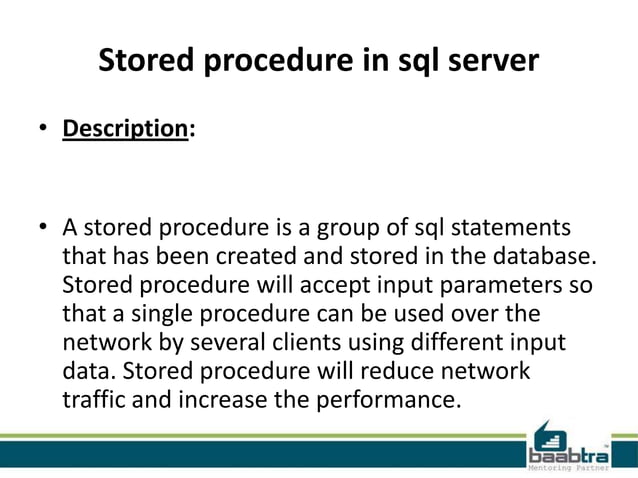 Stored procedure in sql server | PPT