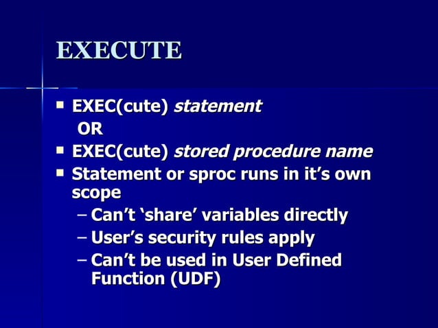 SQL Server Stored procedures | PPT image.