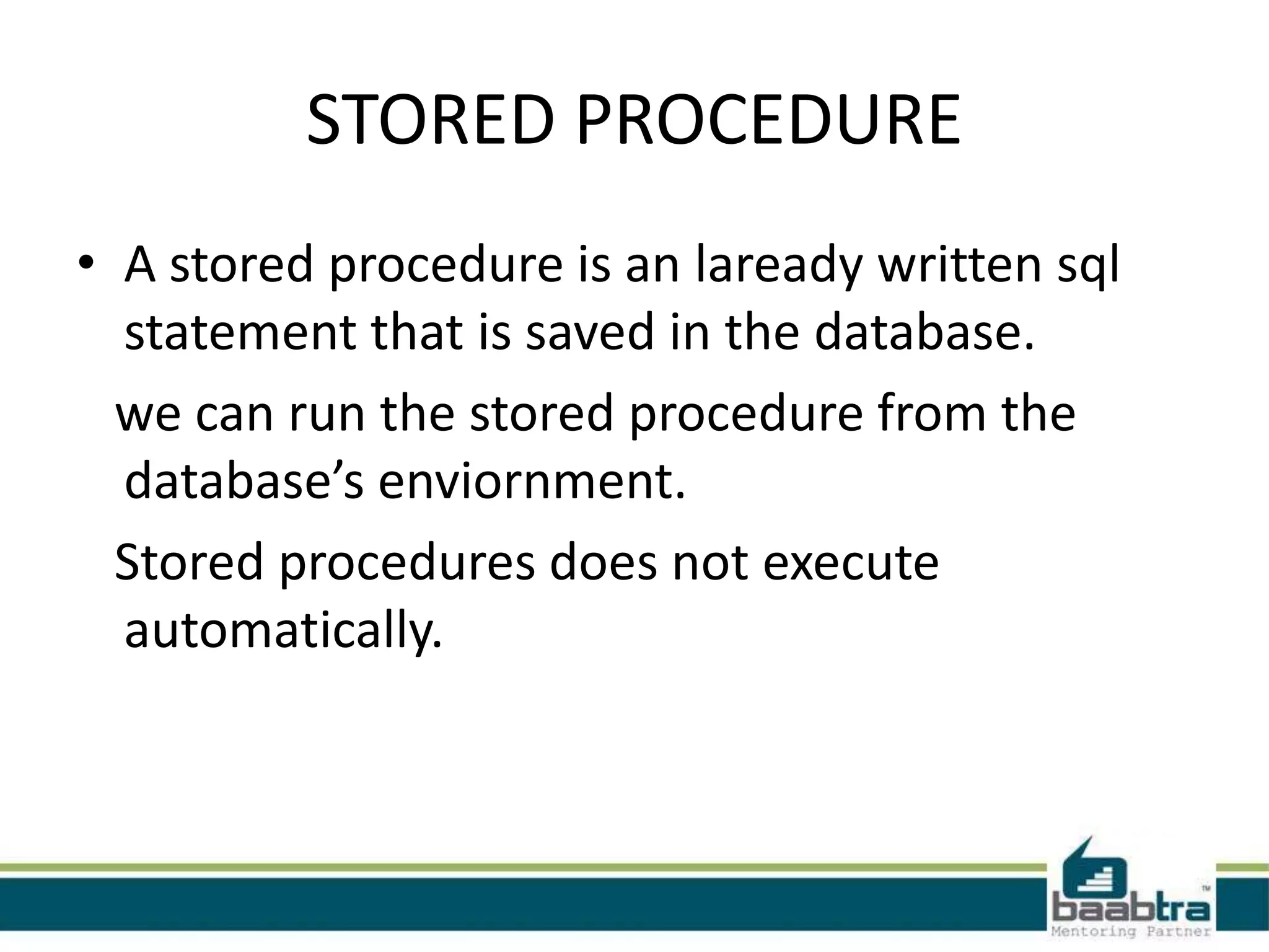 Stored procedures in_mysql | PPTX