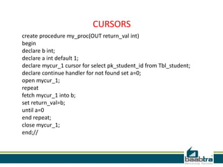 Stored procedure with cursor | PPTX | Databases | Computer Software and ...