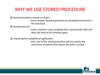 Stored procedure with cursor | PPTX | Databases | Computer Software and ...