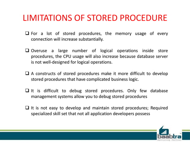 Stored procedure with cursor | PPTX | Databases | Computer Software and ...
