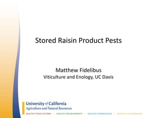 Stored Raisin Product Pests
Matthew Fidelibus
Viticulture and Enology, UC Davis
 