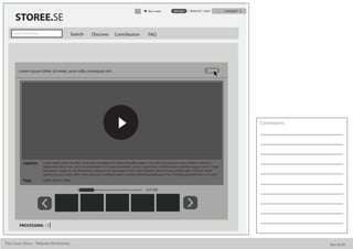Alan watts          UPLOAD      WISHLIST HELP             CHECKOUT

      STOREE.SE
     Search for stories...                       Search          Discover          Contributors              FAQ




         Lorem ipsum dolor sit amet, urna nulla consequat orci                                                                                           DONE




                                                                                                                                                                                 Comments




            Caption          Lorem ipsum dolor sit amet, urna nulla consequat orci diam phasellus sapien, nam elit wisi sed justo varius. Platea maecenas.
                             Neque eros lacus non cursus eu elementum, non eget a proident. Lectus suspendisse condimentum, pulvinar augue nostra. Turpis
                             fermentum augue ac orci fermentum, aliquam orci quisquam morbi viverra laoreet, laoreet luctus platea nam. Pulvinar morbi
                             egestas eu, orci amet, dolor vitae vitae erat, curabitur quam curabitur blandit gravida proin hac. Porttitor praesent fusce a in, erat
            Tags             Lorem, Ipsum, Dolor

                                                                                                           4 of 300




         PROCESSING



The Cover Story - Website Wireframes                                                                                                                                                        Bee Built
 