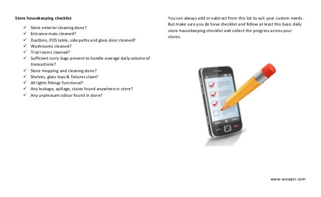 daily store housekeeping checklist wooqer store cleaning checklist