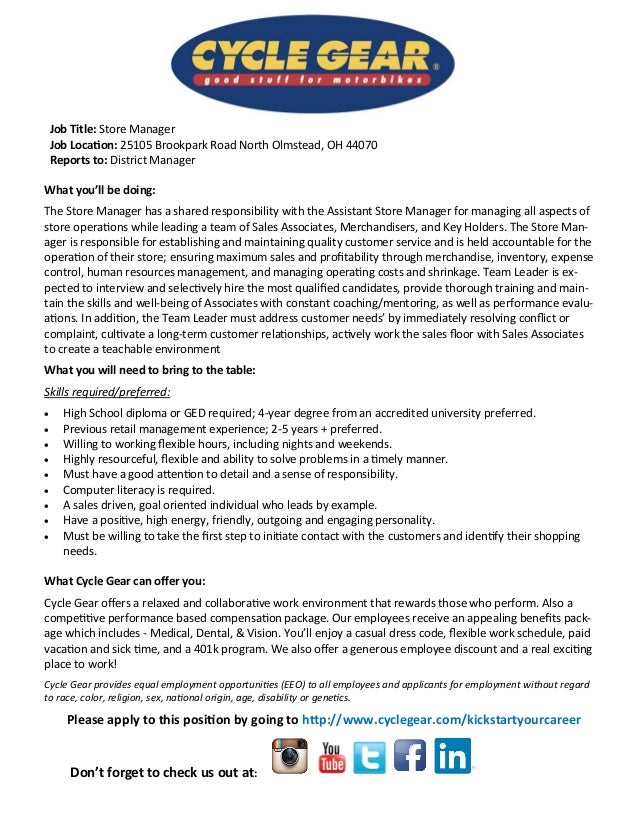 Retail Store Manager position - North Olmstead, OH
