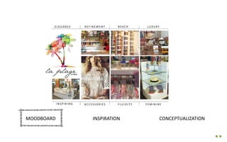 MOODBOARD
I N S P I R I N G AC C ES S O R I ES F LU I D I T Y
E L EG A N C E R E F I N E M E N T B EAC H LU X U RY
F E M I N I N E
INSPIRATION CONCEPTUALIZATIONMOODBOARD
 