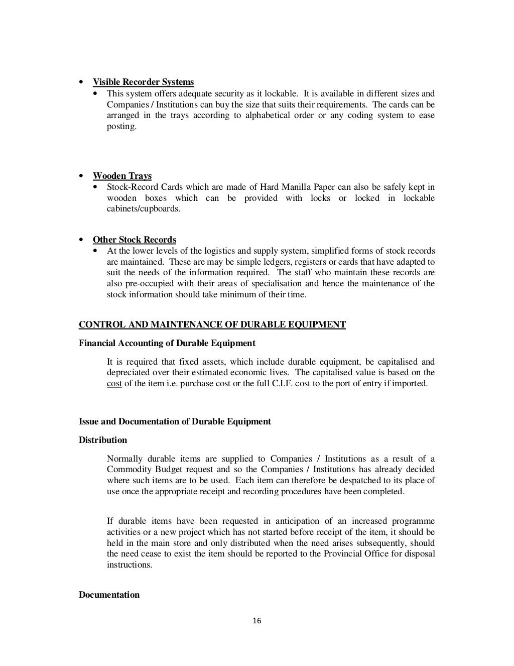 Stores management and stock control