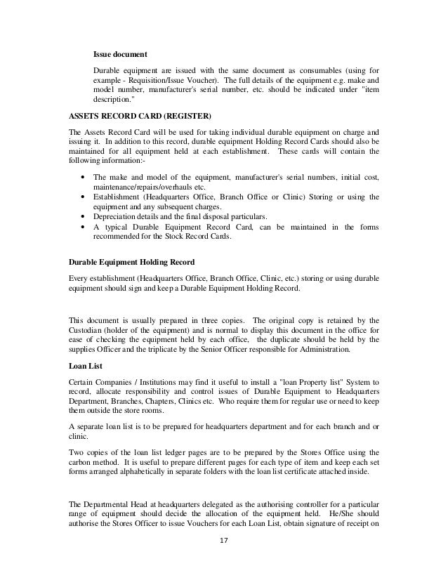 Stores management and stock control