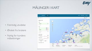 MÅLINGER I KART

•

Fremtidig utvidelse	


•

Ønsket fra brukere	


•

Nyttig for kundens
målsettninger

 