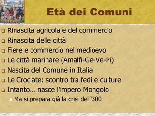 Rinascita agricola
 Introduzione di nuovi strumenti agricoli
 Collare rigido, aratro pesante, mulino acqua/vento
 Nuove tecniche di agricoltura
 Rotazione triennale
 La biennale prevede semina e maggese (riposo)
 Conseguenze positive: aumento demografico
 Tra il X e XIII sec. da 40 milioni si passa a 80
 -> Aumenta la manodopera, nuovi terreni bonificati
 -> Aumento degli insediamenti: le città
 