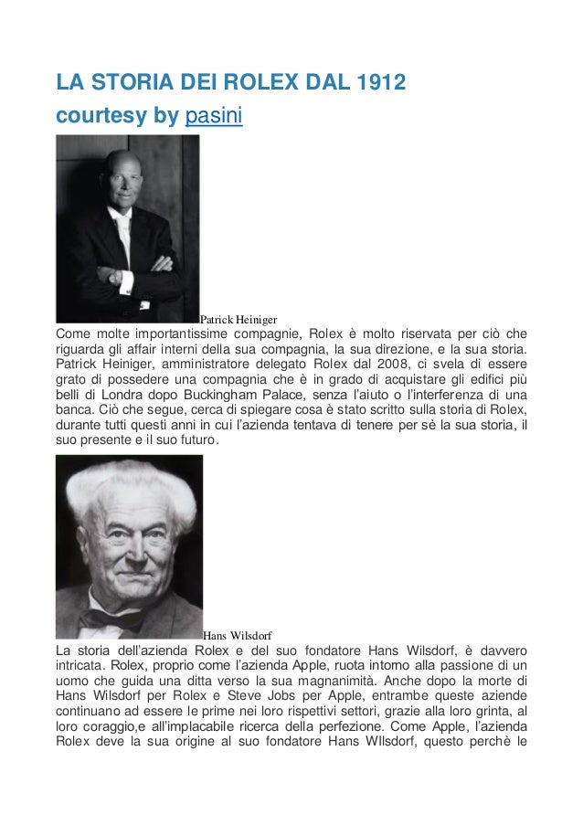 Storia dei rolex dal 1912