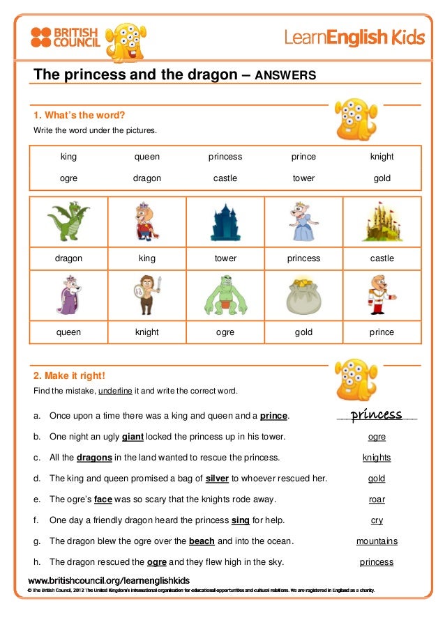 Stories the-princess-and-the-dragon-worksheet-answers-final-2012-12-04