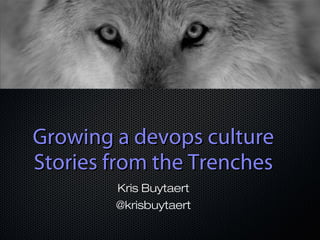 Growing a devops cultureGrowing a devops culture
Stories from the TrenchesStories from the Trenches
Kris Buytaert
@krisbuytaert
 