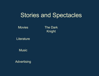 Stories and Spectacles Advertising Music Literature The Dark Knight Movies 
