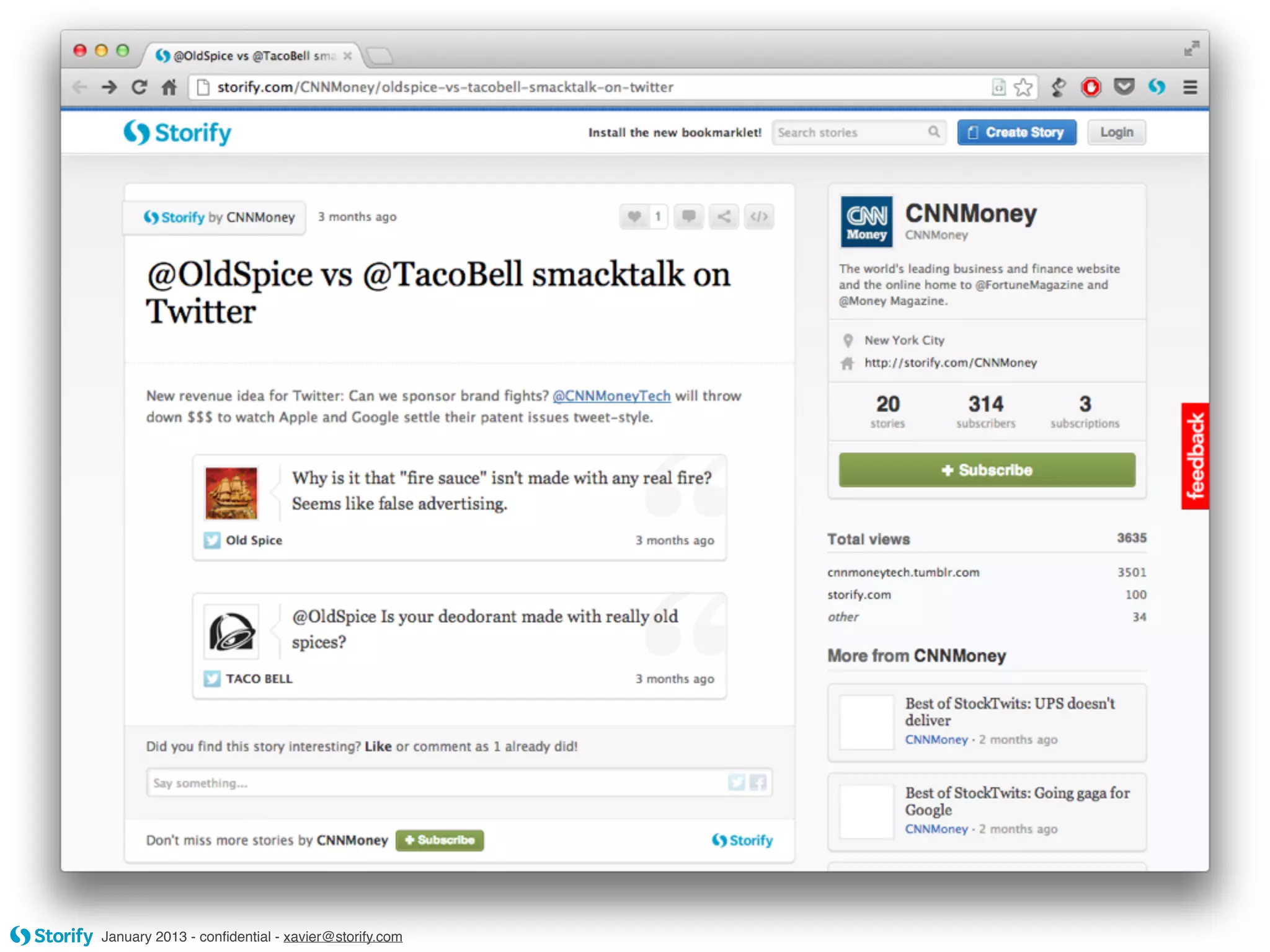 January 2013 - conﬁdential - xavier@storify.com
 