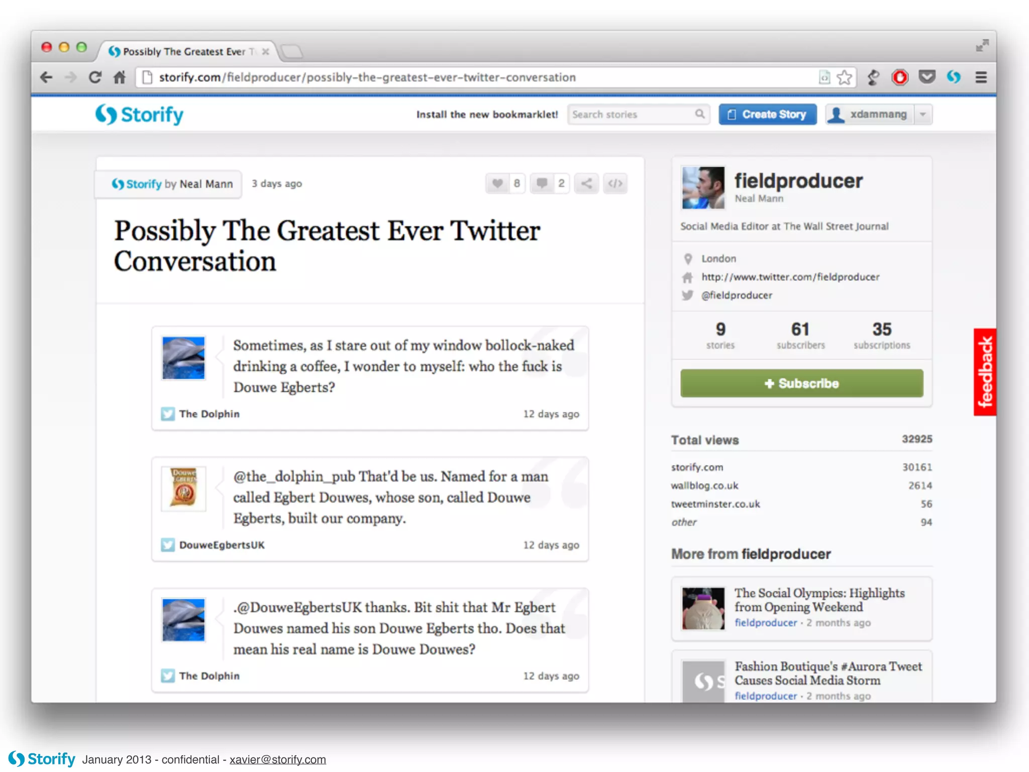 January 2013 - conﬁdential - xavier@storify.com
 