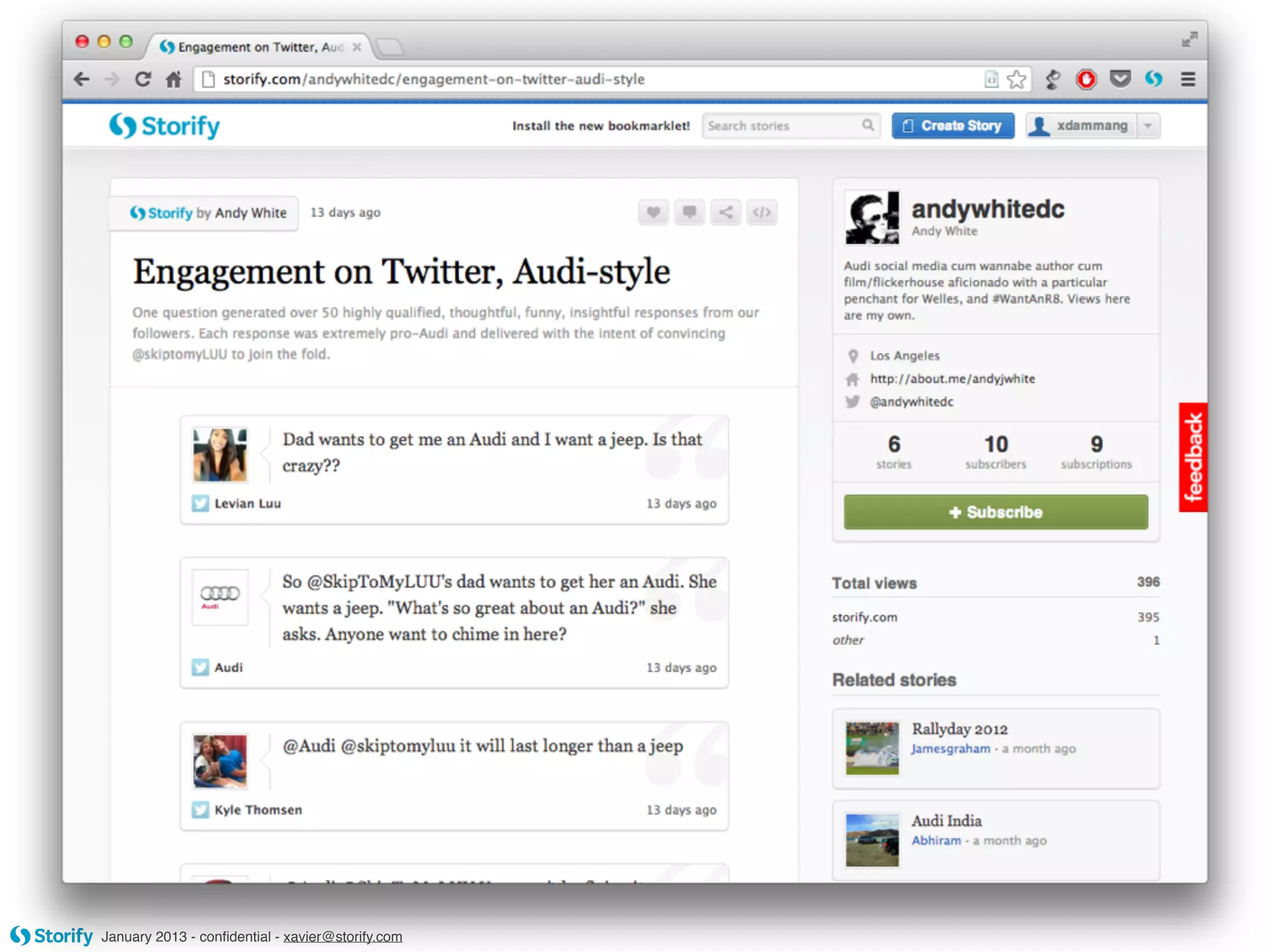 January 2013 - conﬁdential - xavier@storify.com
 