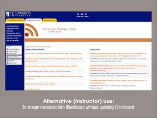 Alternative (instructor) use:
To stream resources into Blackboard without updating Blackboard