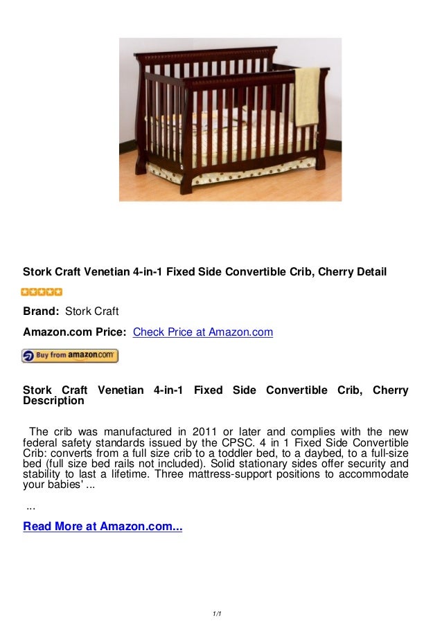 Stork Craft Venetian 4 In 1 Fixed Side Convertible Crib Cherry