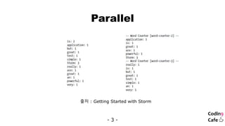 Parallel
- 3 -
출처 : Getting Started with Storm
 