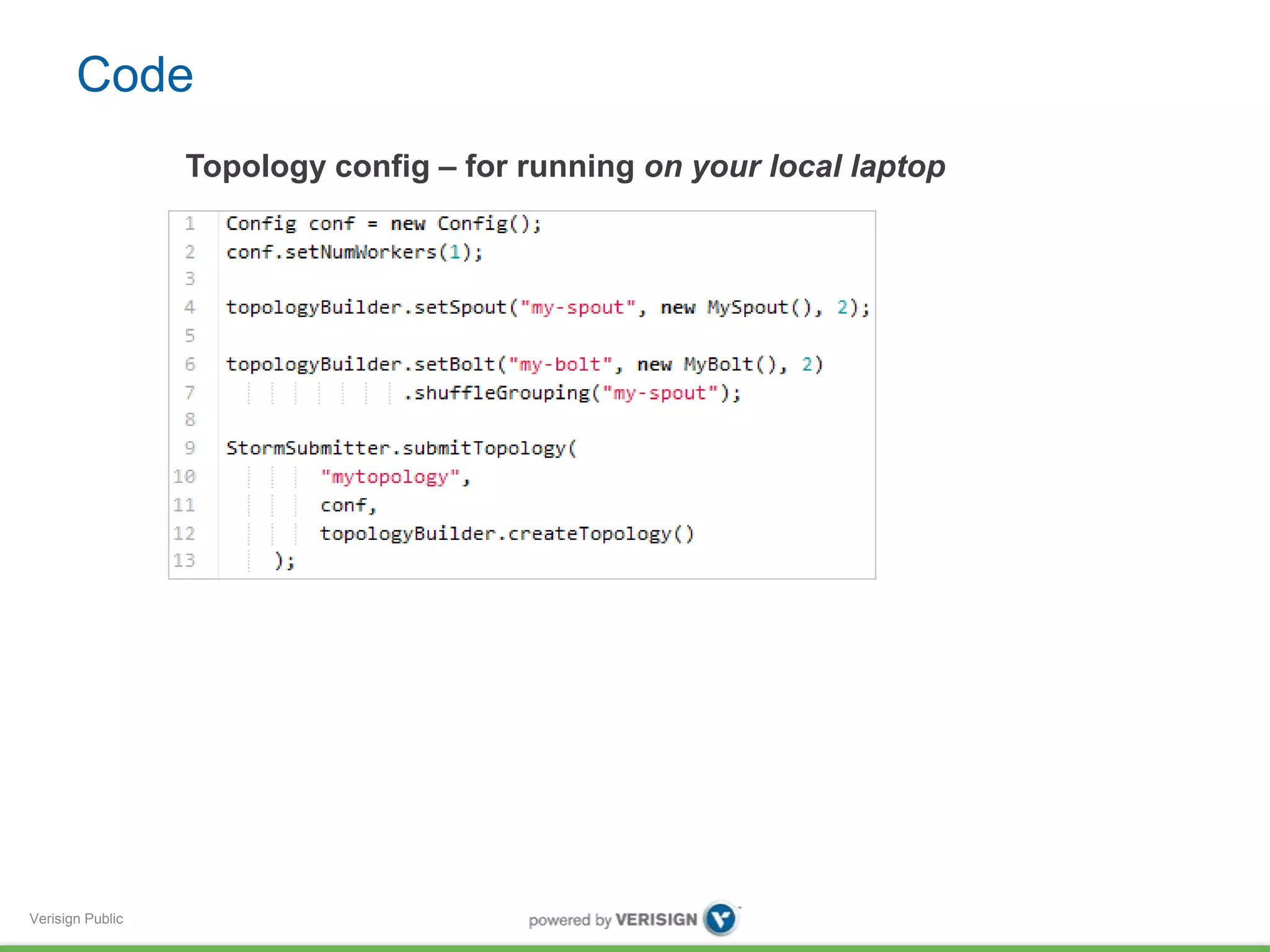 Code 
Verisign Public 
Topology config – for running on your local laptop 
 