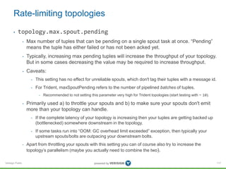 Rate-limiting topologies 
• topology.max.spout.pending 
Verisign Public 
• Max number of tuples that can be pending on a s...
