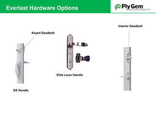 DX Handle
Elite Lever Handle
Keyed Deadbolt
Interior Deadbolt
Everlast Hardware Options
 
