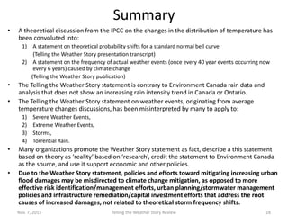 Weather Story Theory as Fact - Policy
• A Climate Change Adaptation Strategy for Canada by the Canadian Chamber of
Commerc...
