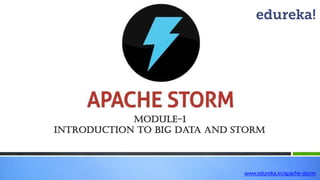 Module-1
Introduction to Big Data and STORM
www.edureka.in/apache-storm
 