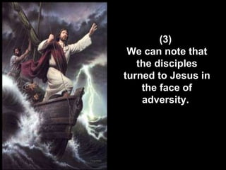 (3)  We can note that the disciples turned to Jesus in the face of adversity.  