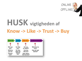 HUSK vigtigheden af
Know -> Like -> Trust -> Buy
 