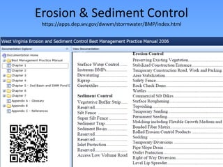 Erosion & Sediment Control
https://apps.dep.wv.gov/dwwm/stormwater/BMP/index.html
33
 
