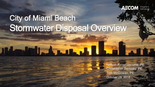 Nelson Perez-Jacome, PE
Christopher Benosky, PE
Tom McGowan, PE
October 29, 2018
City of Miami Beach
Stormwater Disposal Overview
 