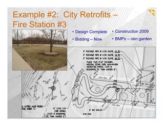 Example #2: City Retrofits –
Fire Station #3
               • Design Complete   • Construction 2009
               • Bidding – Now     • BMPs – rain garden
 