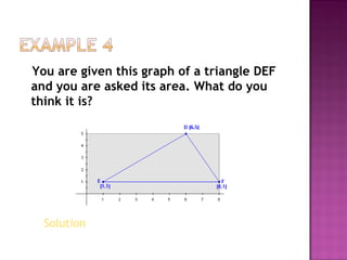 You are given this graph of a triangle DEF and you are asked its area. What do you think it is?  Solution   