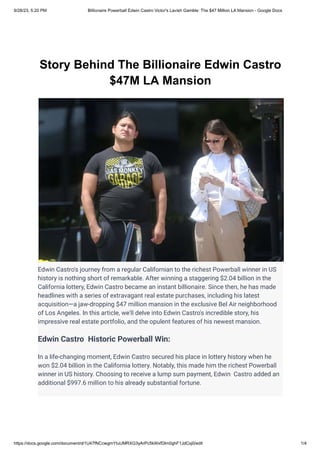 Story Behind The Billionaire Edwin Castro $47M LA Mansion