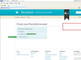 Click here for an individual account Click here for  a class account This is the basic sign up page.  It’s very intuitive, and the “help” button (top right) is good. 