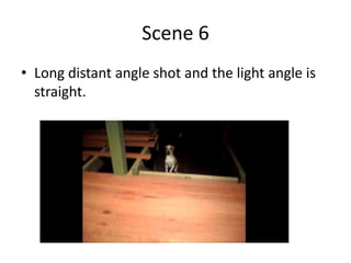 Scene 6Long distant angle shot and the light angle is straight.