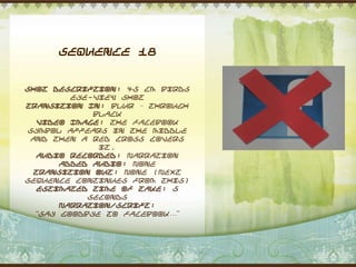 Sequence 18


Shot Description: 45 cm Birds
         eye-view shot
Transition In: Blur – through
             black
  Video Image: The Facebook
 symbol appears in the middle
 and then a red cross covers
              it.
  Audio Recorded: Narration
       Added Audio: None
  Transition Out: None (Next
sequence continues from this)
   Estimated Time of Take: 5
            seconds
       Narration/Script:
  “Say goodbye to Facebook…”
 