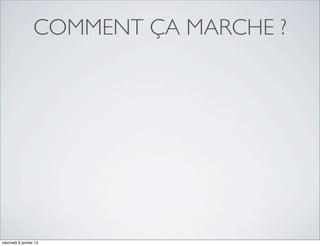 COMMENT ÇA MARCHE ?




mercredi 9 janvier 13
 