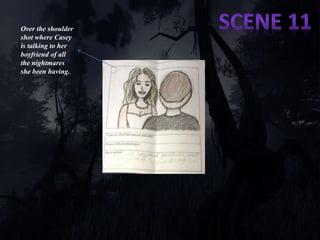 Over the shoulder 
shot where Casey 
is talking to her 
boyfriend of all 
the nightmares 
she been having. 
 