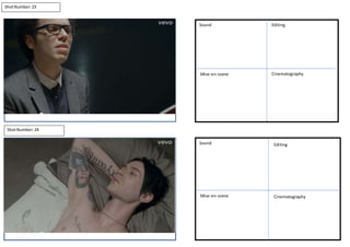 ShotNumber:23
ShotNumber:24
Sound Editing
Mise-en-scene Cinematography
Sound Editing
Mise-en-scene Cinematography
 