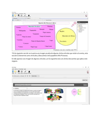 *Enla siguiente sección semuestra una imagen prueba de algunos delos artículos que están a la venta, esta
sección la denomine como Artículos y Descuentos dela papelería Mis Princesas.
En ella aparece una imagen de algunos artículos y en la siguiente esta uno delos descuentos que aplica este
negocio.
