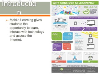  Mobile Learning gives 
students the 
opportunity to learn, 
interact with technology 
and access the 
Internet. 
 